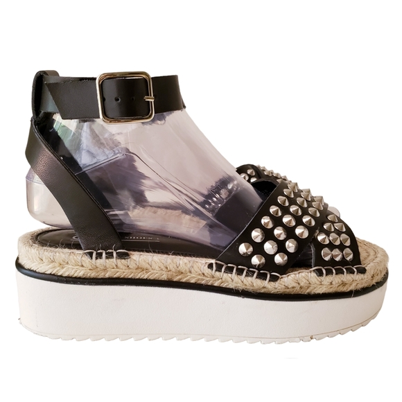 ASOS Black Ankle Strap Studded Platform Sandals - Picture 6 of 13